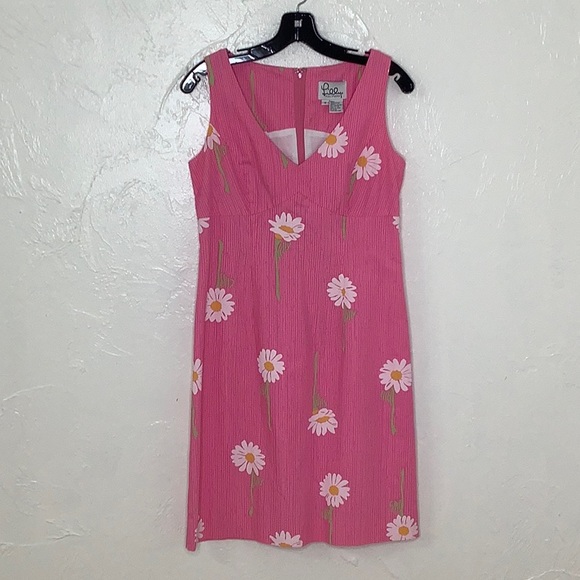 Vintage Lilly Pulitzer Anna Stemware Daisy V-neck sleeveless dress size 6 EUC - Picture 2 of 14